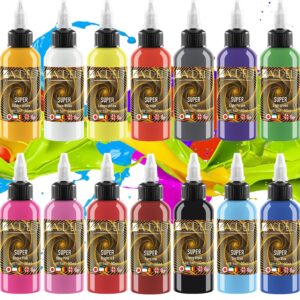 Vegan-Friendly Pigment Ink,Supplies Ink Professional Tattoo Ink Color Set 14 Colors with 30 ml 1oz per Bottle Tattoo Ink Set for Tattoo Artist and Beginners Tattoo Supplies 14-30